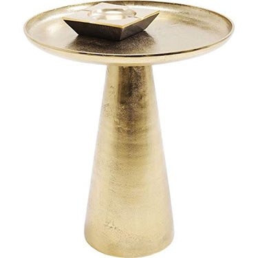 Kare Design Beistelltisch Plateau Uno, Gold, Rund, 45cm Durchmesser, Abstelltisch, Couchtisch, Wohnzimmertisch, Nachttisch, Sofatisch, Aluminium, 53x45x45 cm (H/B/T) im Sale